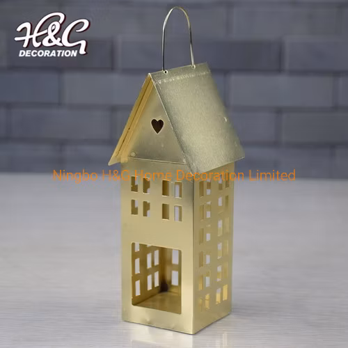Teelicht-Mini-Hauslaterne aus Metall, Weihnachtsdekoration, Laterne